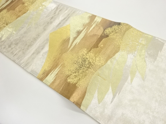 引箔民家風景模様織出し袋帯